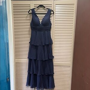Elegant Navy Blue Tiered Dress